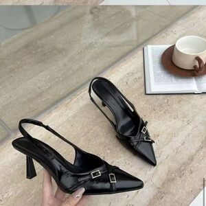 Black slingback heels